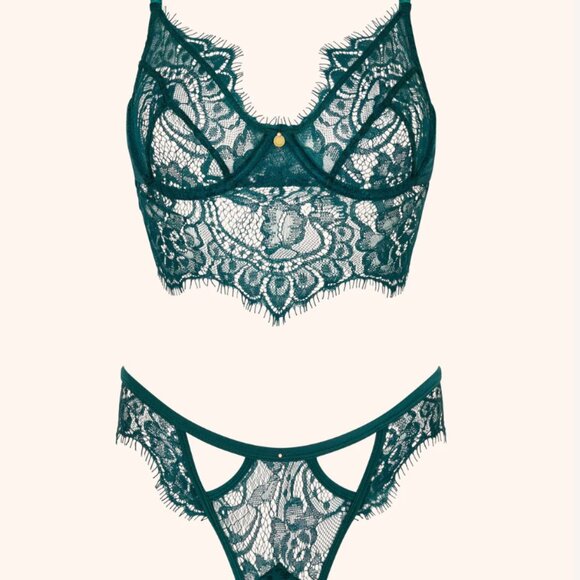 Gooseberry Intimates “Be Mine” Emerald Bra & Briefs Set – S – NWT - Picture 4 of 8